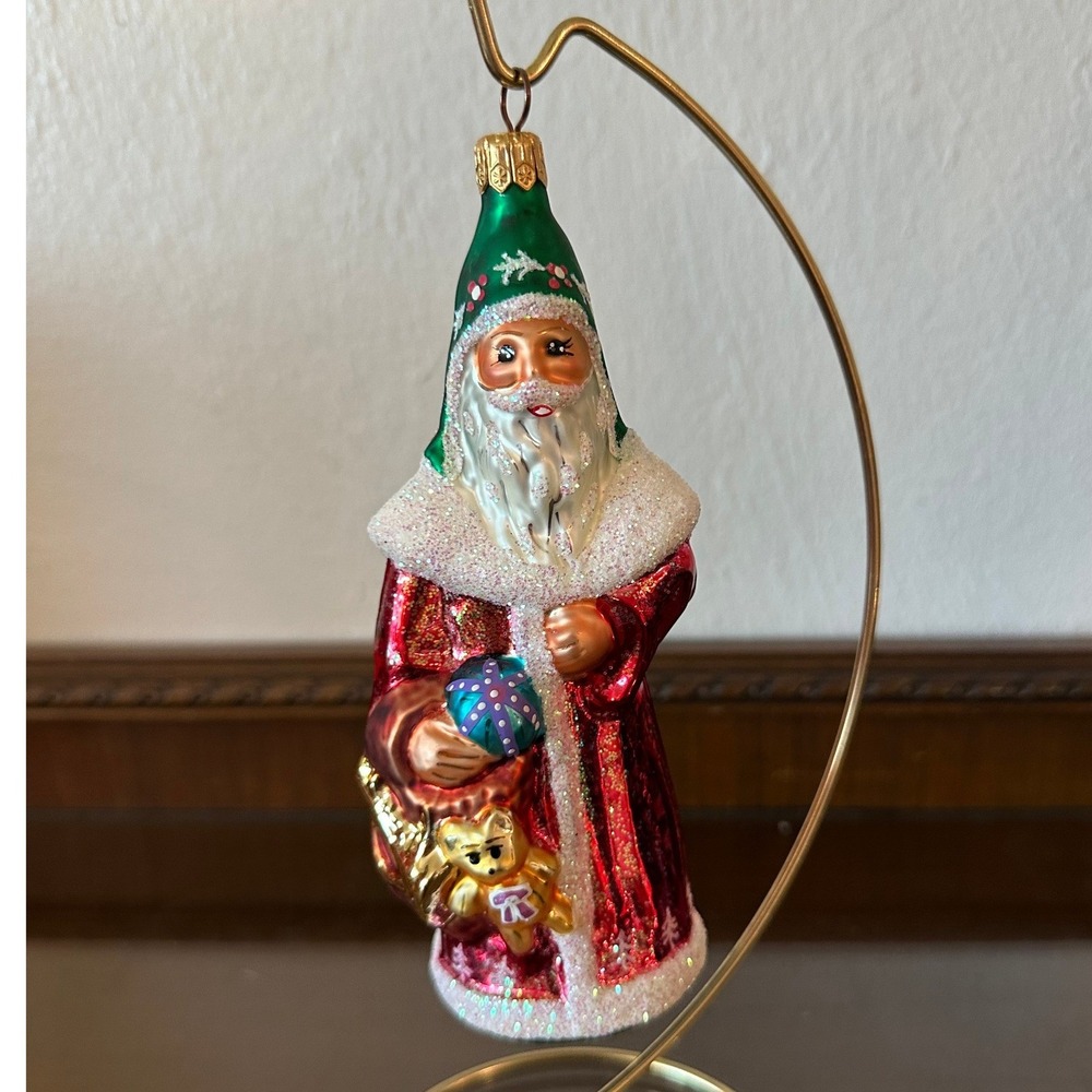 Vintage Christopher Radko Village Santa Glass Christmas Ornament 1997 96-099-BP